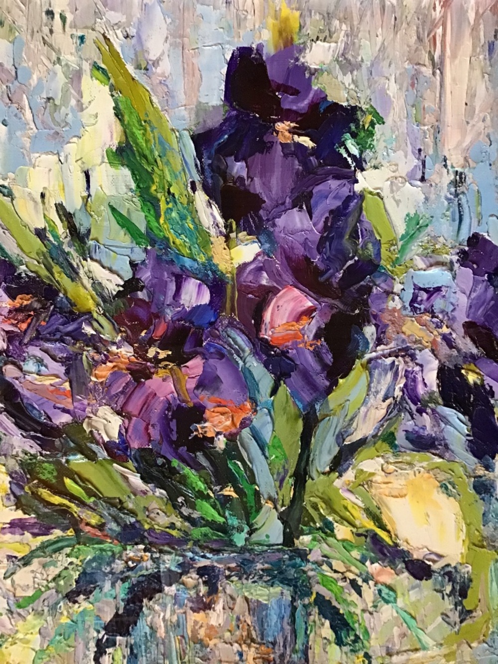 Original oil painting Abstract Irises 14x20